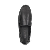 Top down view of Gilles-H men's loafer showing leather-lined interior and cushioned insole
