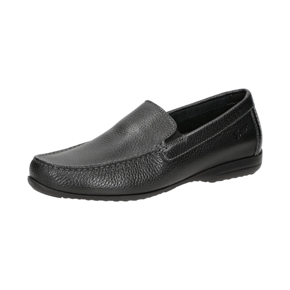 Side view of Gilles-H black men's loafer in black leather