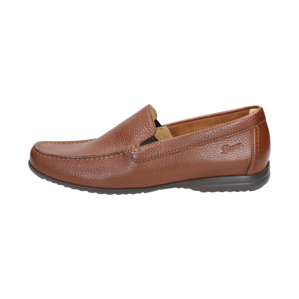 Side view of Gilles-H brown perforated calf leather loafer for men