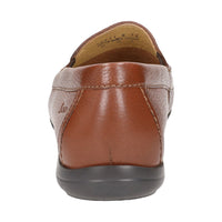 Back view of brown Gilles-H men's loafer in brown leather showing Sioux brand on the side