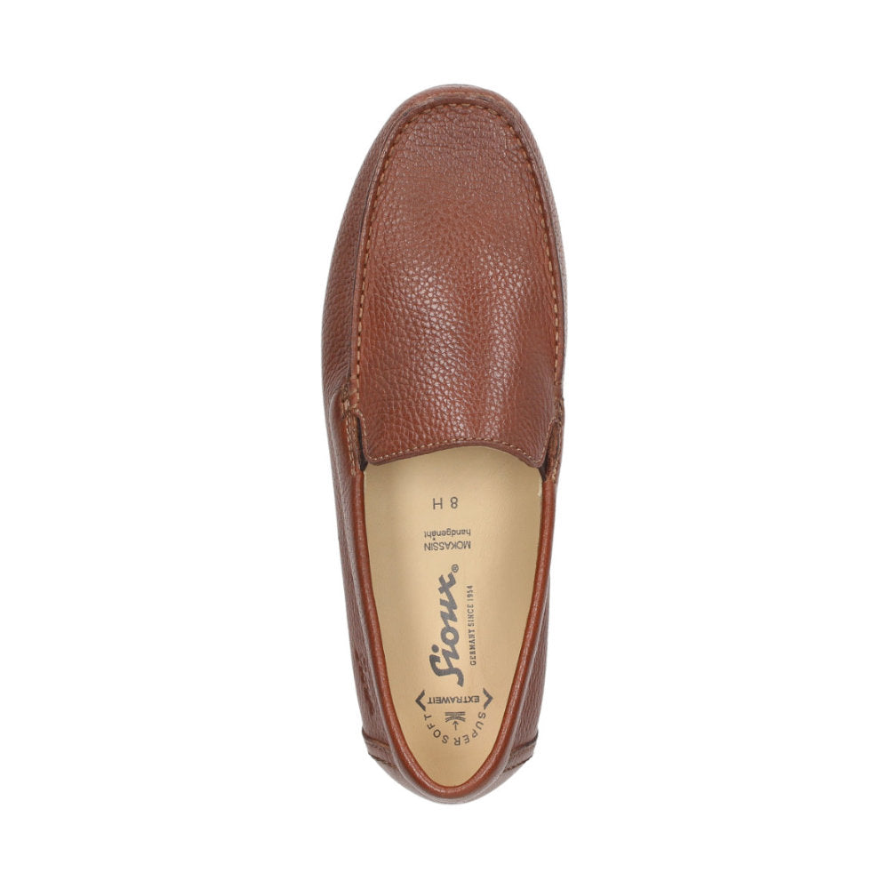 Top down view of Gilles-H men's loafer showing leather-lined interior and cushioned insole