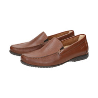 Side view of a pair of of Gilles-H men's loafers in brown leather