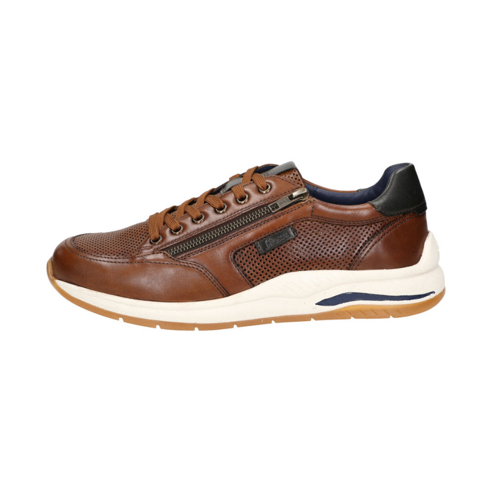 Front view of Turibio brown calf leather lace-up trainer for men