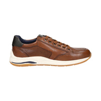 Back view of brown Turibio trainer with leather lining