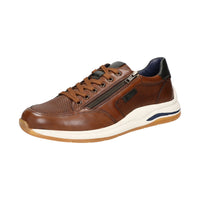 Turibio brown lace-up trainer worn lifestyle view