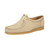Side view of Tils Grashopper beige calf suede barefoot loafer / mocassin for men showcasing handcrafted calf suede details