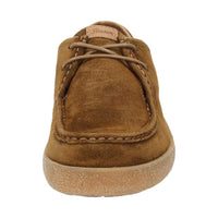 Front view of Jukondon brown waxed calf suede laceup for men showcasing quality craftsmanship