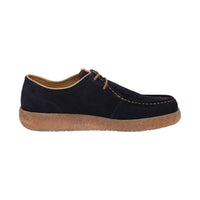 Front view of Jukondon navy waxed calf suede laceup for men showcasing quality craftsmanship
