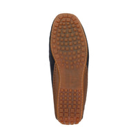 Detail of Callimo navy calf suede moccasin for men lightweight rubber sole