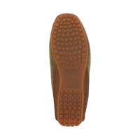 Detail of Callimo green calf suede moccasin for men lightweight rubber sole
