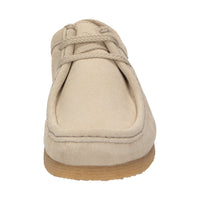 Front view of Grashopper-H-011 cream calf suede  barefoot loafer/ moccasin  for men showcasing quality craftsmanship