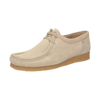 Side view of Grashopper-H-011 cream calf suede barefoot loafer / mocassin for men showcasing handcrafted calf suede details