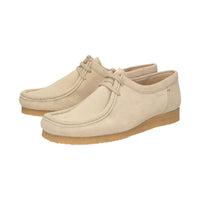 Side view of pair of Grashopper-H-011 cream calf suede barefoot loafer/ mocassin for men
