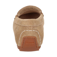 Side profile of brown Carmona moccasin showing penny-loafer trim