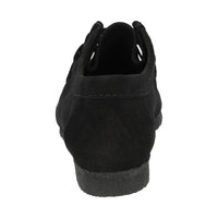 Back view profile of Grashopper-D-015 black calf suede  barefoot loafer/ moccasin  for women slim fit showcasing natural rubber sole and heel