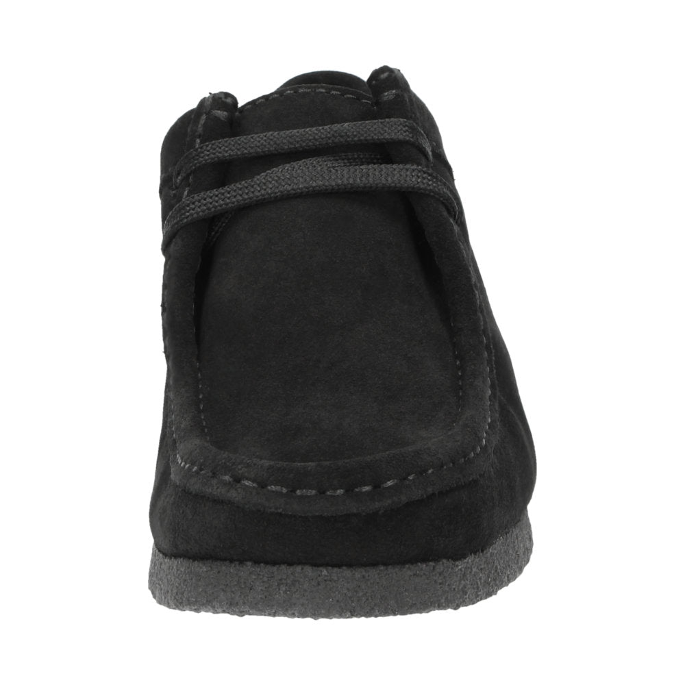 Front view of Grashopper-D-015 black calf suede  barefoot loafer/ moccasin  for women slim fit showcasing quality craftsmanship