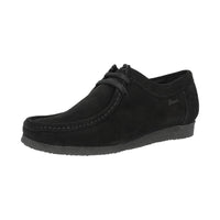 Side view of Grashopper-D-015 black calf suede barefoot loafer / mocassin for women slim fit showcasing handcrafted calf suede details