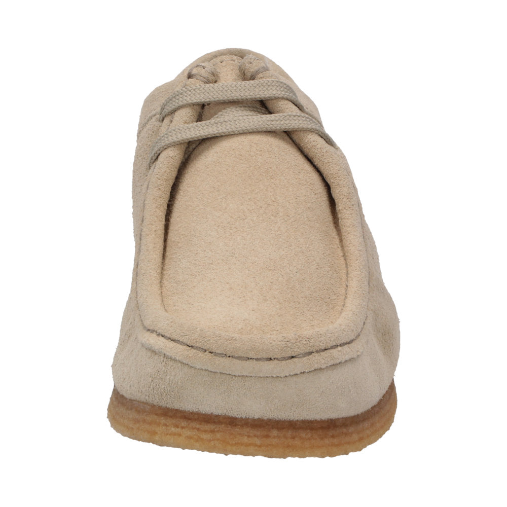 Front view of Grashopper-D-015 cream calf suede  barefoot loafer/ moccasin  for women slim fit showcasing quality craftsmanship