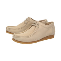 Side view of pair of Grashopper-D-015 cream calf suede barefoot loafer/ mocassin for women slim fit
