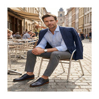 Geriondo-704 Navy Lace-Up Shoes