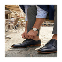 Geriondo-704 Navy Lace-Up Shoes