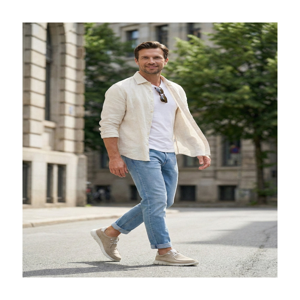 Mokrunner-H-007 Beige Lace-Up Shoes