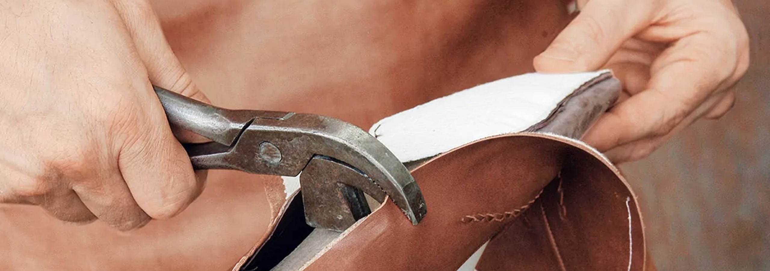 How our shoes are made - image of shoe being made using Sacchetto method