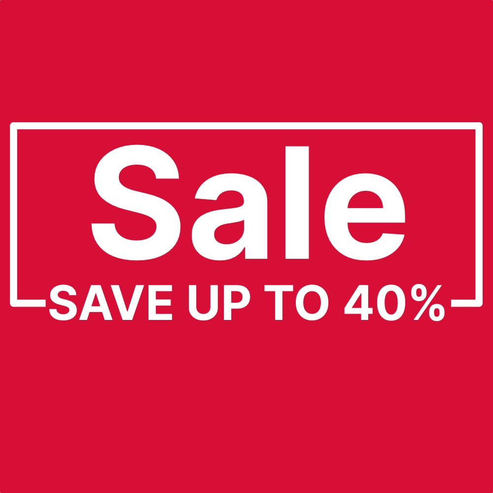 Red sale banner save up to 40%